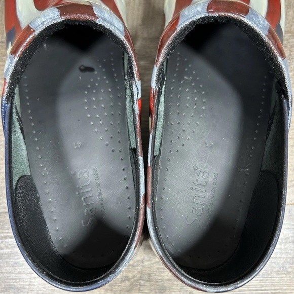 Sanita Hand Painted Clogs Patriotic Stars Stripes Flag Womens 41 EU/9.5-10 US - Picture 8 of 11